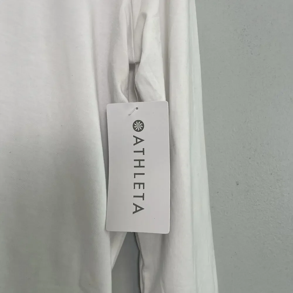 Athleta Women Size L With Ease Asymmetrical Top White Athleisure Yoga Gym Casual